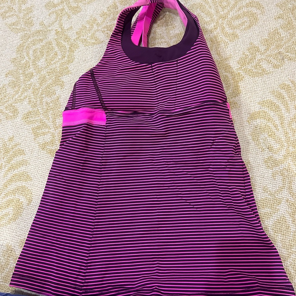 Striped Purple and Pink Halter Top